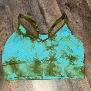 PINK Active blue / green tie dyed racer back Sports Bra sz M